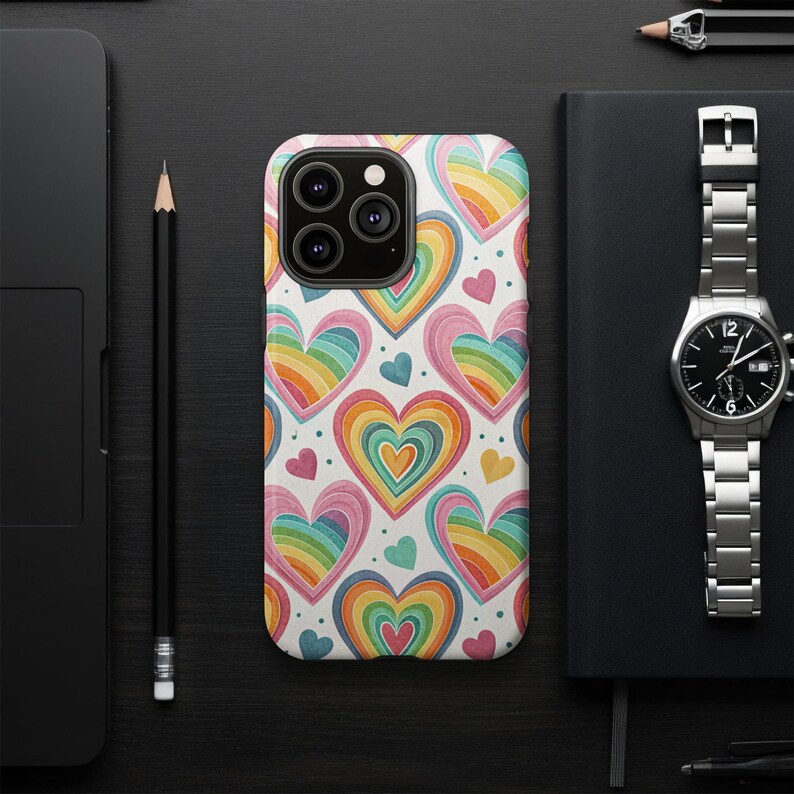 Rainbow Hearts Phone Case