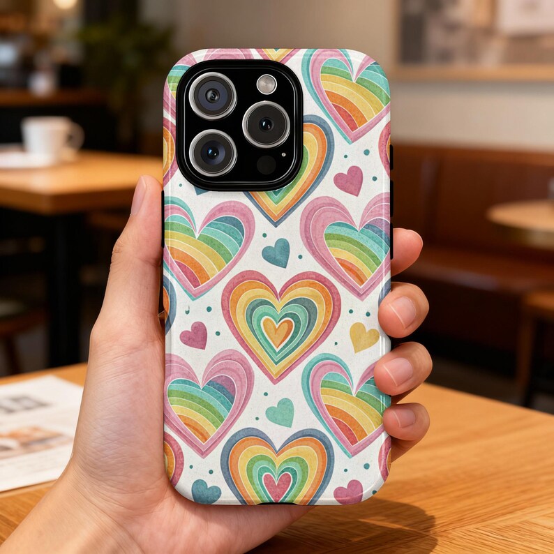 Rainbow Hearts Phone Case